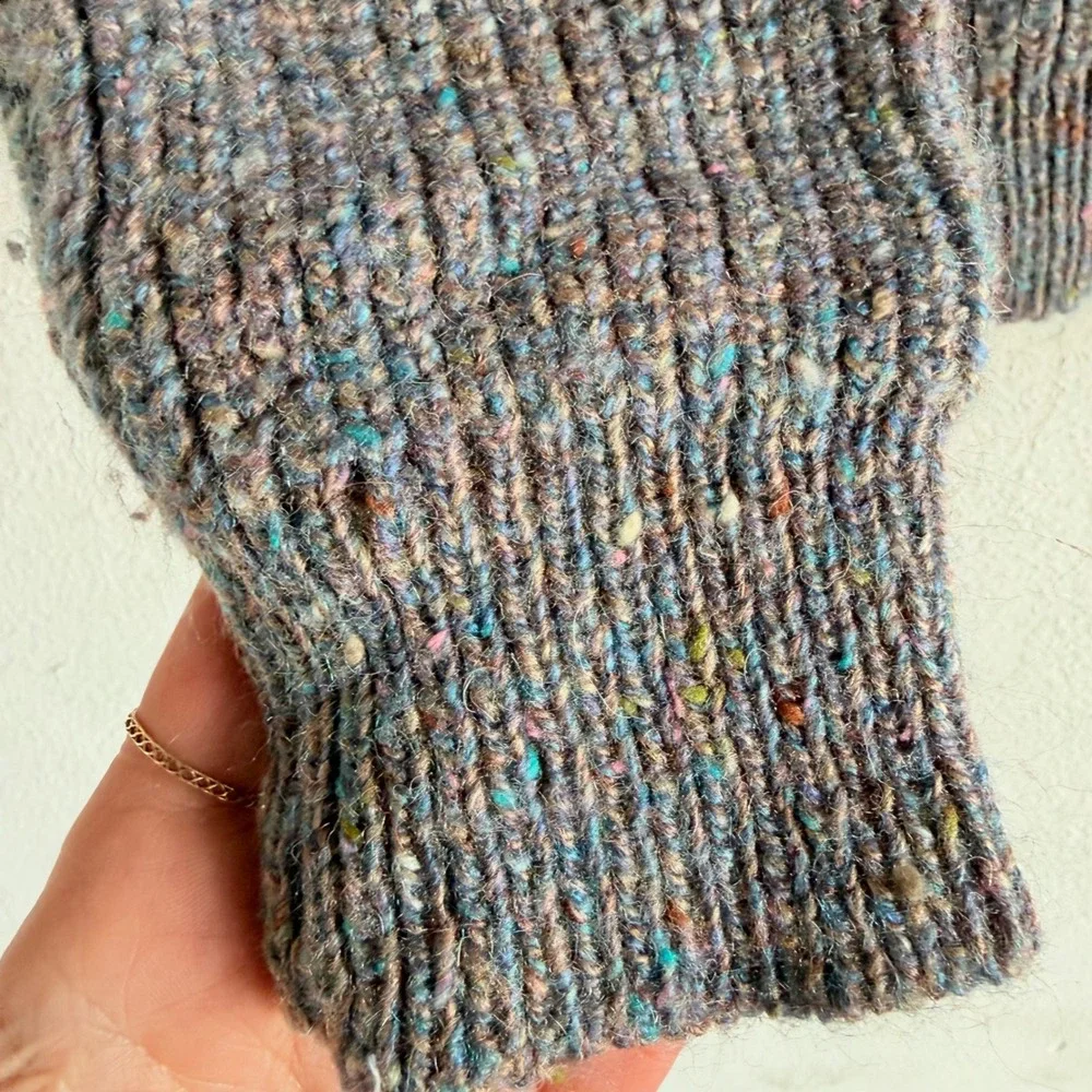 Vtg Chunky Knit Sweater Speckled Confetti Fleck Wool Blend Grandpacore‎ Mens M